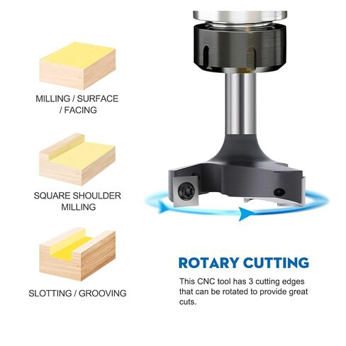 Milling Cutter for Wood 1/2 Shank Insert Carbide Slab Surfacing Bit 3 Flute Planer in Saudi Arabia