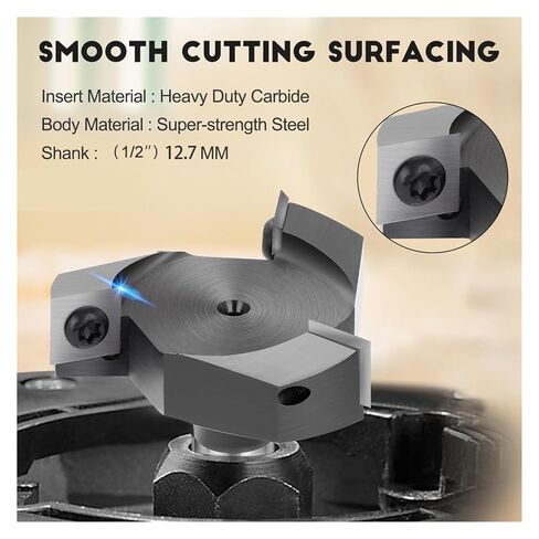 Milling Cutter for Wood 1/2 Shank Insert Carbide Slab Surfacing Bit 3 Flute Planer in Saudi Arabia