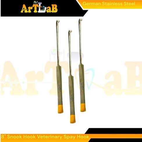 3 عبوات - أدوات بيطرية | خطاف سنوك مقاس 8 بوصات (20 سم) لتعقيم الكلاب والقطط | خطاف أدوات تعقيم الحيوانات الصغيرة لإزالة المبيض من الفولاذ المقاوم للصدأ الفاخر in Saudi Arabia