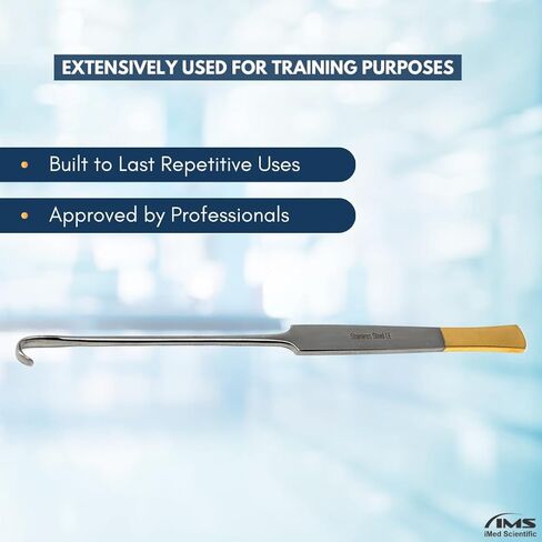 Snook Hook 8" Stainless Steel Tool with Flat Handle and Smooth Finish Ideal for Precise Handling During Procedures (Gold Handle Ends) in Saudi Arabia