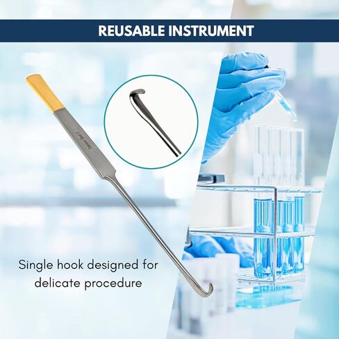 Snook Hook 8" Stainless Steel Tool with Flat Handle and Smooth Finish Ideal for Precise Handling During Procedures (Gold Handle Ends) in Saudi Arabia