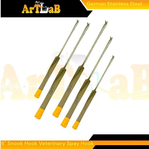 20cm (8 in) Snook Hook Spaying Hook for Canines and Feline Spaying | Flat Handle Tool with Gold Tip Handle | Ovary Removal Veterinary Instruments 5 Piece Bundle in Saudi Arabia