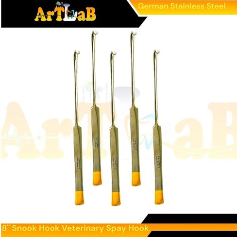 20cm (8 in) Snook Hook Spaying Hook for Canines and Feline Spaying | Flat Handle Tool with Gold Tip Handle | Ovary Removal Veterinary Instruments 5 Piece Bundle in Saudi Arabia
