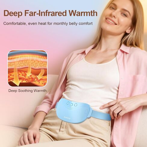 Comfytemp Portable Heating Pad for Period Cramps, FSA Eligible HSA Cordless Menstrual Belly Belt with FIR Heat for Women Girl, Wearable Electric Abdominal Massager with 3 Vibration Modes & 2 Intensity in Saudi Arabia