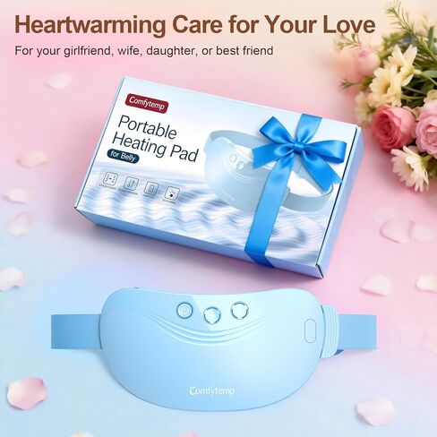 Comfytemp Portable Heating Pad for Period Cramps, FSA Eligible HSA Cordless Menstrual Belly Belt with FIR Heat for Women Girl, Wearable Electric Abdominal Massager with 3 Vibration Modes & 2 Intensity in Saudi Arabia