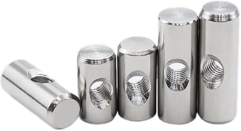 Barrel Bolts, Steel Cylindrical Pin Dowel Cross Hole Hammer Embedded Nut for Wood Furniture 5 Pcs(M8 12x30) in Kuwait