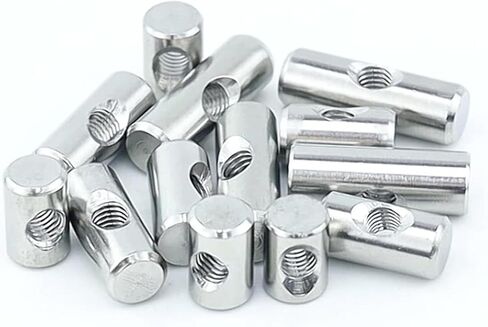 Barrel Bolts, Steel Cylindrical Pin Dowel Cross Hole Hammer Embedded Nut for Wood Furniture 5 Pcs(M5 8x20) in Kuwait