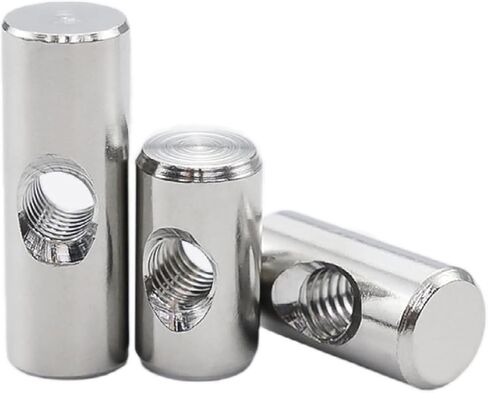 Barrel Bolts, Steel Cylindrical Pin Dowel Cross Hole Hammer Embedded Nut for Wood Furniture 5 Pcs(M8 12x25) in Kuwait