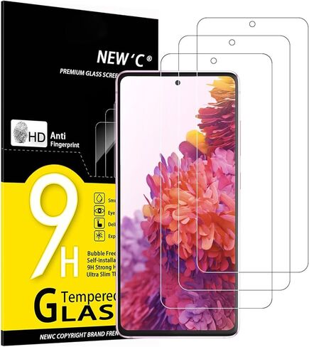 NEW'C [3 Pack] Designed for Samsung Galaxy S20 FE / S20 FE 5G, Screen Protector Tempered Glass, Anti Scratch, Bubble Free, Ultra Resistant in Kuwait