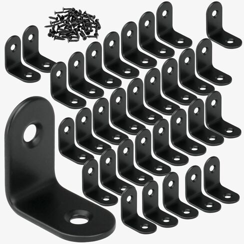 20Pcs Black Angle Bracket 2"x2"x2" Corner Brackets, Metal L Brackets 90 Degree Corner Brace for Wood Furniture Shelves Bed Bookshelf, Included 120pcs Screws in Kuwait