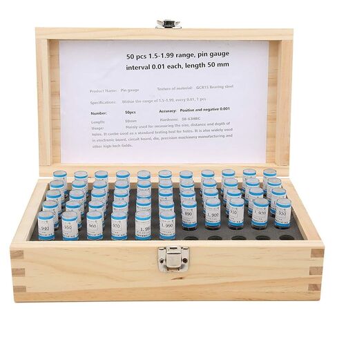 Pin Set Measuring Tool 1.5 1.99mm, Bearing Steel Material, Accurate for Hole Measurement, Wide Application in Tech Fields, 50pcs Included in Saudi Arabia