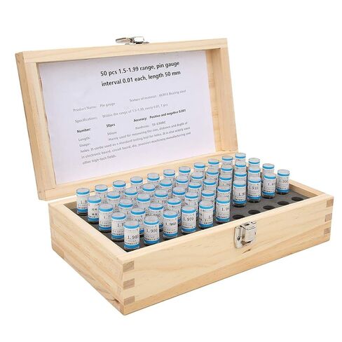 Pin Set Measuring Tool 1.5 1.99mm, Bearing Steel Material, Accurate for Hole Measurement, Wide Application in Tech Fields, 50pcs Included in Saudi Arabia