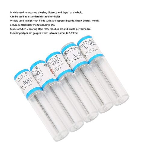 Pin Set Measuring Tool 1.5 1.99mm, Bearing Steel Material, Accurate for Hole Measurement, Wide Application in Tech Fields, 50pcs Included in Saudi Arabia