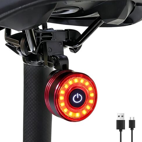 200 Lumens Bike Lights, Bike Tail Light Smart, IPX5 Waterproof, High Lumen Intellisense Bicycle Rear Light USB Rechargeable Safety Red Led Taillight Road Cycling in Kuwait