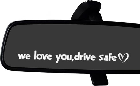 Set of 2 "We Love You, Drive Safe" Multi-Surface Decals | 10cm Width Crystal-like Stickers | Car Rearview Mirror Decals | Car Vinyl Decals | Personalized Car Décor (Black) in Saudi Arabia