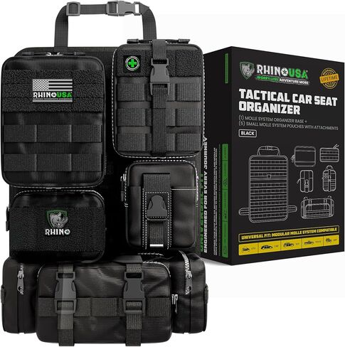 Tactical Car Seat Organizer – Military-Grade Storage for SUV, Truck, & Car – Heavy Duty Seat Organizer with Multiple Pockets & Car Accessories for Maximum Organization - Black in Kuwait