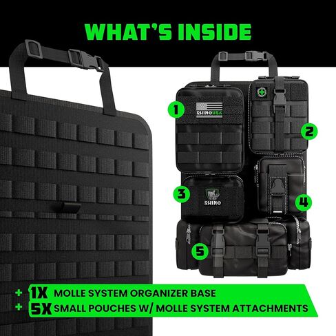 Tactical Car Seat Organizer – Military-Grade Storage for SUV, Truck, & Car – Heavy Duty Seat Organizer with Multiple Pockets & Car Accessories for Maximum Organization - Black in Kuwait