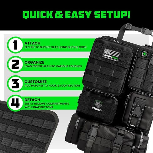 Tactical Car Seat Organizer – Military-Grade Storage for SUV, Truck, & Car – Heavy Duty Seat Organizer with Multiple Pockets & Car Accessories for Maximum Organization - Black in Kuwait