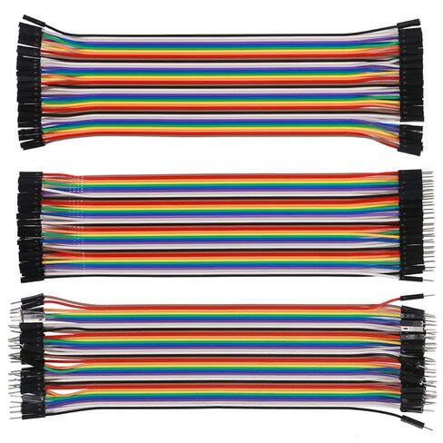 120pcs Multicolored Breadboard Jumper Wires 40pin M/F, Male to Male, 40pin F/F Breadboard Jumper Ribbon Cables Kit in Saudi Arabia