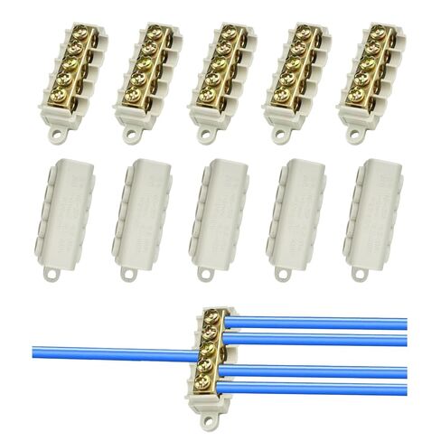 10 قطع 16-10 AWG قياس T-نوع سلك موصل طقم صواميل، موصلات طرفية توصيل الأسلاك السريعة، 1 في 4 خارج، موصل سريع للربط للأسلاك الناعمة والصلبة العالمية in Kuwait