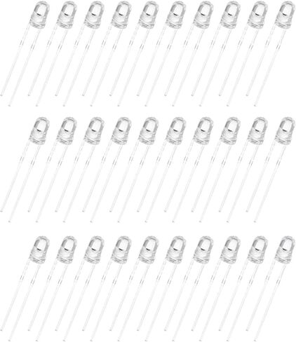 MECCANIXITY 100pcs 3mm LED Diode Lights, Blue Round Transparent DC 3.0-3.2V High Brightness Lighting Bulb Lamps for Electronics Components in Saudi Arabia
