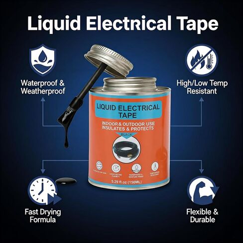 شريط كهربائي سائل، 5.29 أونصة، مقاوم للماء، مقاوم للأشعة فوق البنفسجية، ختم محكم، مرن لدرجة الحرارة القصوى، مقاوم للتآكل، فرشاة متكاملة، منزل السيارات البحرية in Kuwait