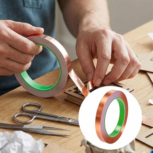 Conductive Copper Tape, 1/2inch 65feet Copper Tape for Slugs, Double-Sided Conductive Adhesivetape for Electrical Repairs, Stained Glass, Crafts and Soldering in Saudi Arabia