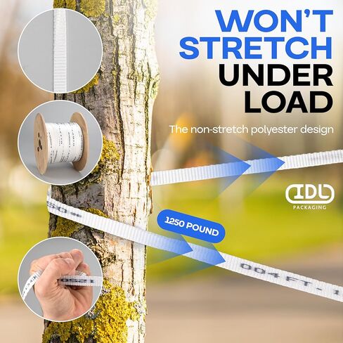 Tensile Pull Tape 3/4" x 102 ft, 2500 lb Tensile Strength - Foot-Marked Heavy-Duty Woven Polyester Pull Rope for Conduit Installation, Electrical, Packaging & Gardening by IDL Packaging in Saudi Arabia
