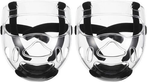 2PCS Taekwondo Face Mask, Clear Wrestling Face Guard, Detachable Karate Sparring Headgear Protective Shield for Martial Arts Training, Kickboxing Equipment for Kids & Adults in Saudi Arabia