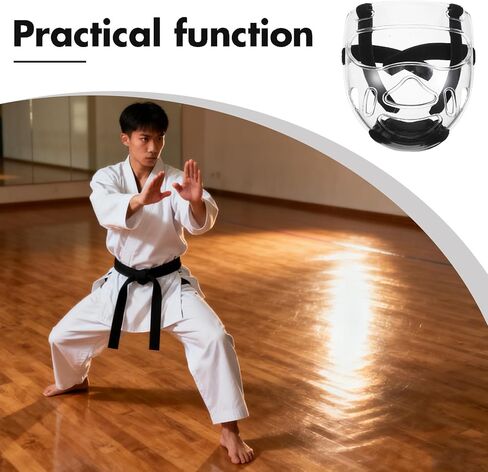 2PCS Taekwondo Face Mask, Clear Wrestling Face Guard, Detachable Karate Sparring Headgear Protective Shield for Martial Arts Training, Kickboxing Equipment for Kids & Adults in Saudi Arabia