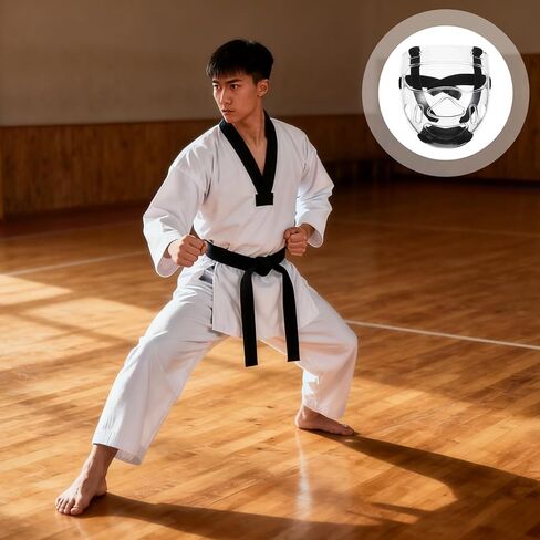 2PCS Taekwondo Face Mask, Clear Wrestling Face Guard, Detachable Karate Sparring Headgear Protective Shield for Martial Arts Training, Kickboxing Equipment for Kids & Adults in Saudi Arabia