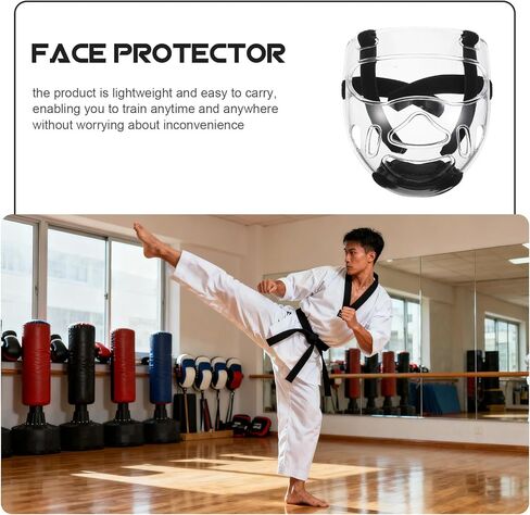 2PCS Taekwondo Face Mask, Clear Wrestling Face Guard, Detachable Karate Sparring Headgear Protective Shield for Martial Arts Training, Kickboxing Equipment for Kids & Adults in Saudi Arabia