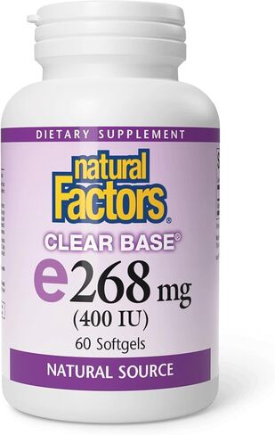 Natural Factors, فيتامين E ذو القاعدة الواضحة 400 وحدة دولية، دعم مضاد للأكسدة لصحة القلب والأوعية الدموية والصحة العامة، 60 كبسولة هلامية (60 حصة) in Saudi Arabia