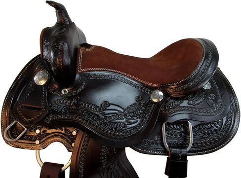 Pony Western Saddle 13 12 10 Pleasure Trail Floral Tooled Leather Barrel Tack SQHB in Kuwait