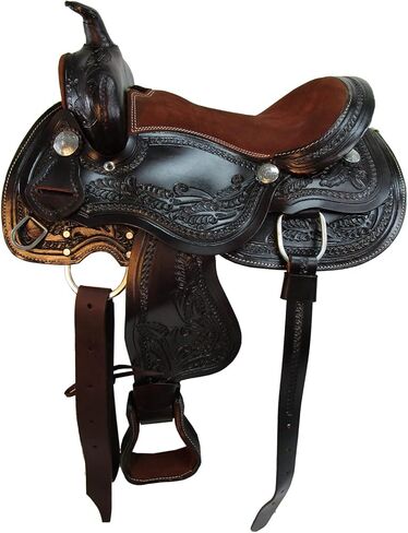 Pony Western Saddle 13 12 10 Pleasure Trail Floral Tooled Leather Barrel Tack SQHB in Kuwait