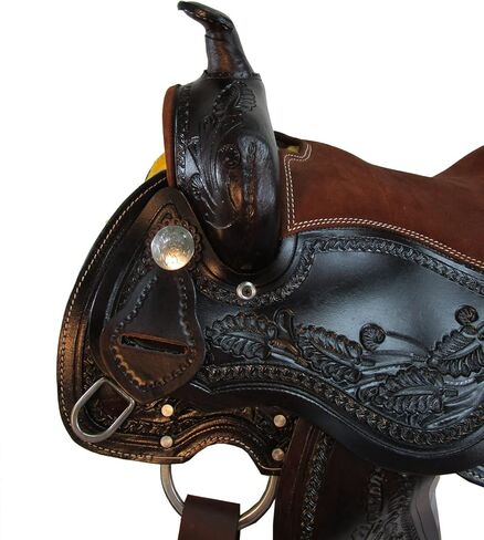Pony Western Saddle 13 12 10 Pleasure Trail Floral Tooled Leather Barrel Tack SQHB in Kuwait