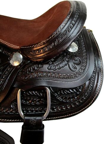 Pony Western Saddle 13 12 10 Pleasure Trail Floral Tooled Leather Barrel Tack SQHB in Kuwait