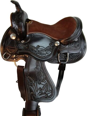 Pony Western Saddle 13 12 10 Pleasure Trail Floral Tooled Leather Barrel Tack SQHB in Kuwait