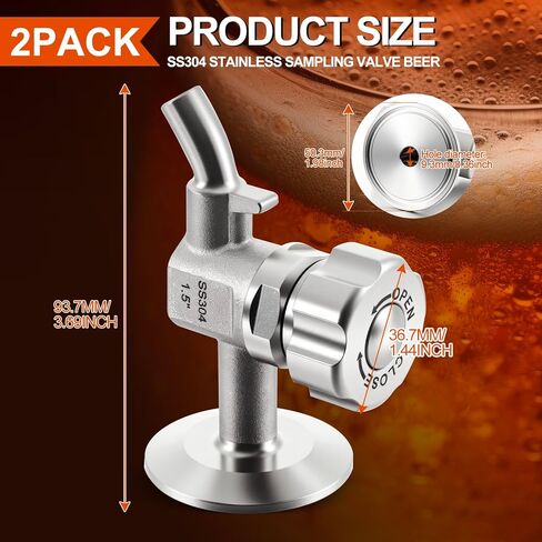 2 حزمة 1.5 ''SS304 الفولاذ أخذ العينات صمام البيرة أخذ العينات صمام المشبك نهاية للبيرة النبيذ المشروبات الحليب in Saudi Arabia