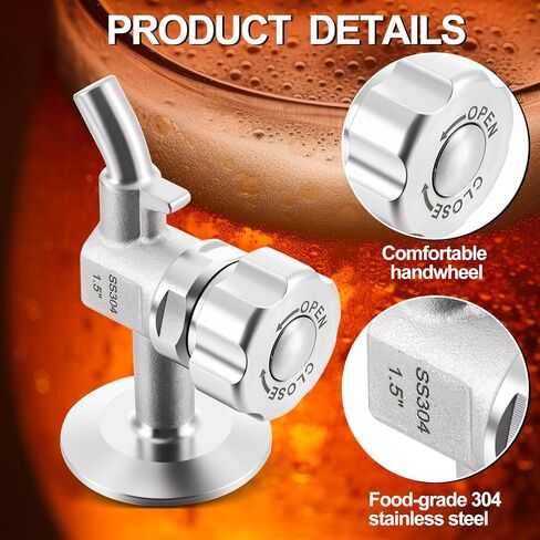 2 حزمة 1.5 ''SS304 الفولاذ أخذ العينات صمام البيرة أخذ العينات صمام المشبك نهاية للبيرة النبيذ المشروبات الحليب in Saudi Arabia