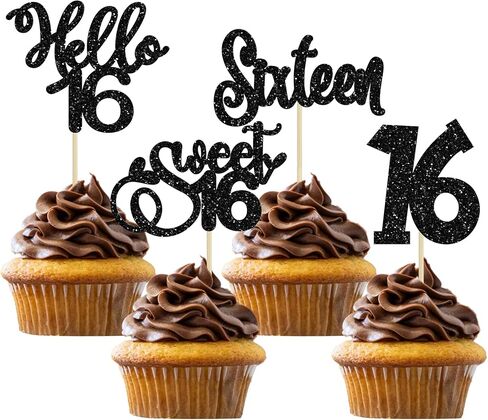 1pc سعيد Sweet Sweet 16 Cake Topper Glitter 16th كعكة عيد الميلاد اختيار الهتافات إلى 16 عامًا من عمر 16 عامًا ، in Saudi Arabia