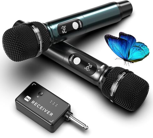 Wireless Microphones, Professional UHF Dual Wireless Microphone with 240 ft Effective Range, 3ms Transmission Rate, Studio Grade Sound Pick Up Mic Head, Metal Body, Microphone for Singing, Speech in Kuwait