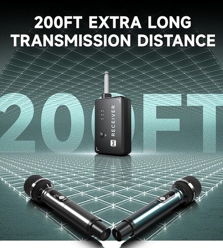 Wireless Microphones, Professional UHF Dual Wireless Microphone with 240 ft Effective Range, 3ms Transmission Rate, Studio Grade Sound Pick Up Mic Head, Metal Body, Microphone for Singing, Speech in Kuwait