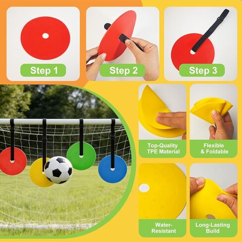 6 Pcs Football Target Net Set Soccer Goal Targets with Adjustable Straps, Corner Soccer Train Goal for Shooting Accuracy Training Top Bins Soccer Target Goal for Lacrosse, Hockey, Football in Kuwait