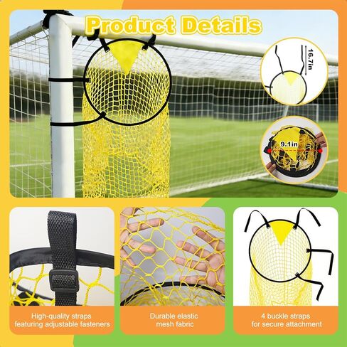 6 Pcs Football Target Net Set Soccer Goal Targets with Adjustable Straps, Corner Soccer Train Goal for Shooting Accuracy Training Top Bins Soccer Target Goal for Lacrosse, Hockey, Football in Kuwait