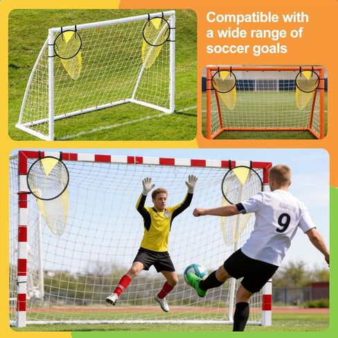 6 Pcs Football Target Net Set Soccer Goal Targets with Adjustable Straps, Corner Soccer Train Goal for Shooting Accuracy Training Top Bins Soccer Target Goal for Lacrosse, Hockey, Football in Kuwait