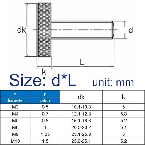304 Stainless Steel Knurl Flat Head Hand Tighten Thumb Screw Bolt M10 16/20/25-60mm 2Pcs(35mm) in Saudi Arabia