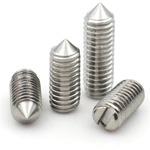 M5 M6 5/6/8/10-25 مم DIN553 A2-70 304 الفولاذ المقاوم للصدأ مشقوق آلة موضوع مخروط نقطة اليرقة مسامير 10 قطع (12 مم، M6 (10 قطع)) in Kuwait