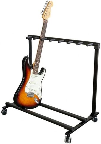 TEQIN Multi Guitar Stand Rack, Guitar Stand for Multiple Guitars with Wheels, Heavy-Duty Foldable Multiple Guitar Rack for Acoustic Electric Bass, Portable for Home Studio Stage in Kuwait