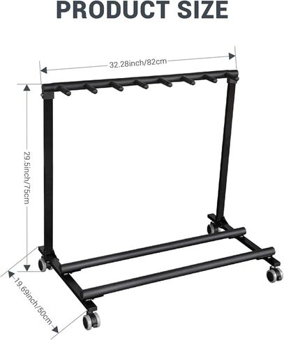 TEQIN Multi Guitar Stand Rack, Guitar Stand for Multiple Guitars with Wheels, Heavy-Duty Foldable Multiple Guitar Rack for Acoustic Electric Bass, Portable for Home Studio Stage in Kuwait
